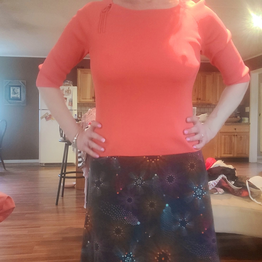Cable and Gauge Orange 3/4 sleeve top